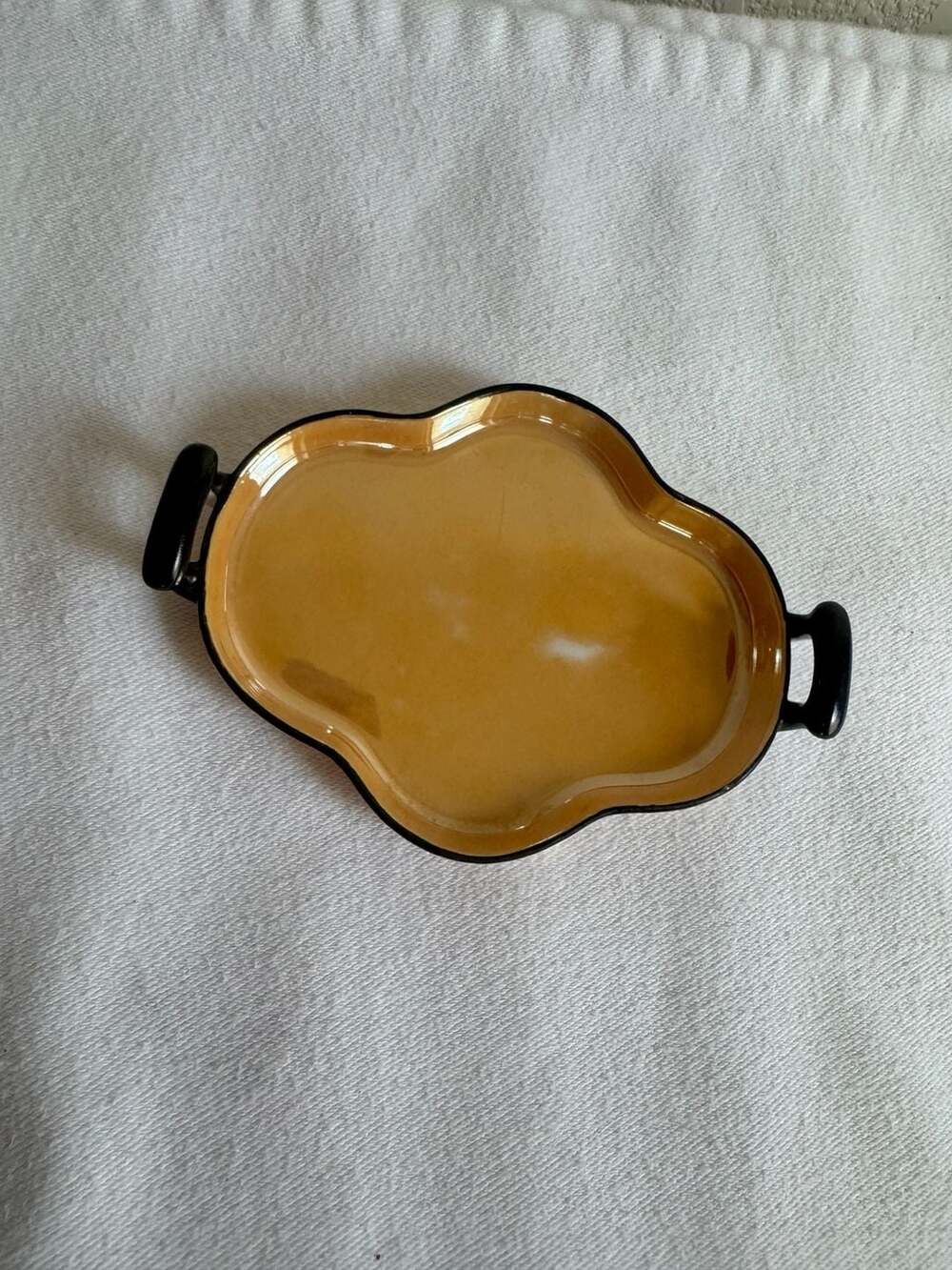 Vintage Noritake Hand Painted Lusterware Handled Nut Dish Orange Iridescent